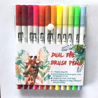 24 Color Brush Pen With Dual Tip For Drawing